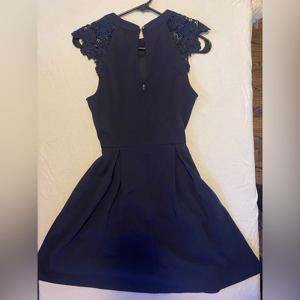 Speechless Navy Blue Skater free with lace sleeve detail